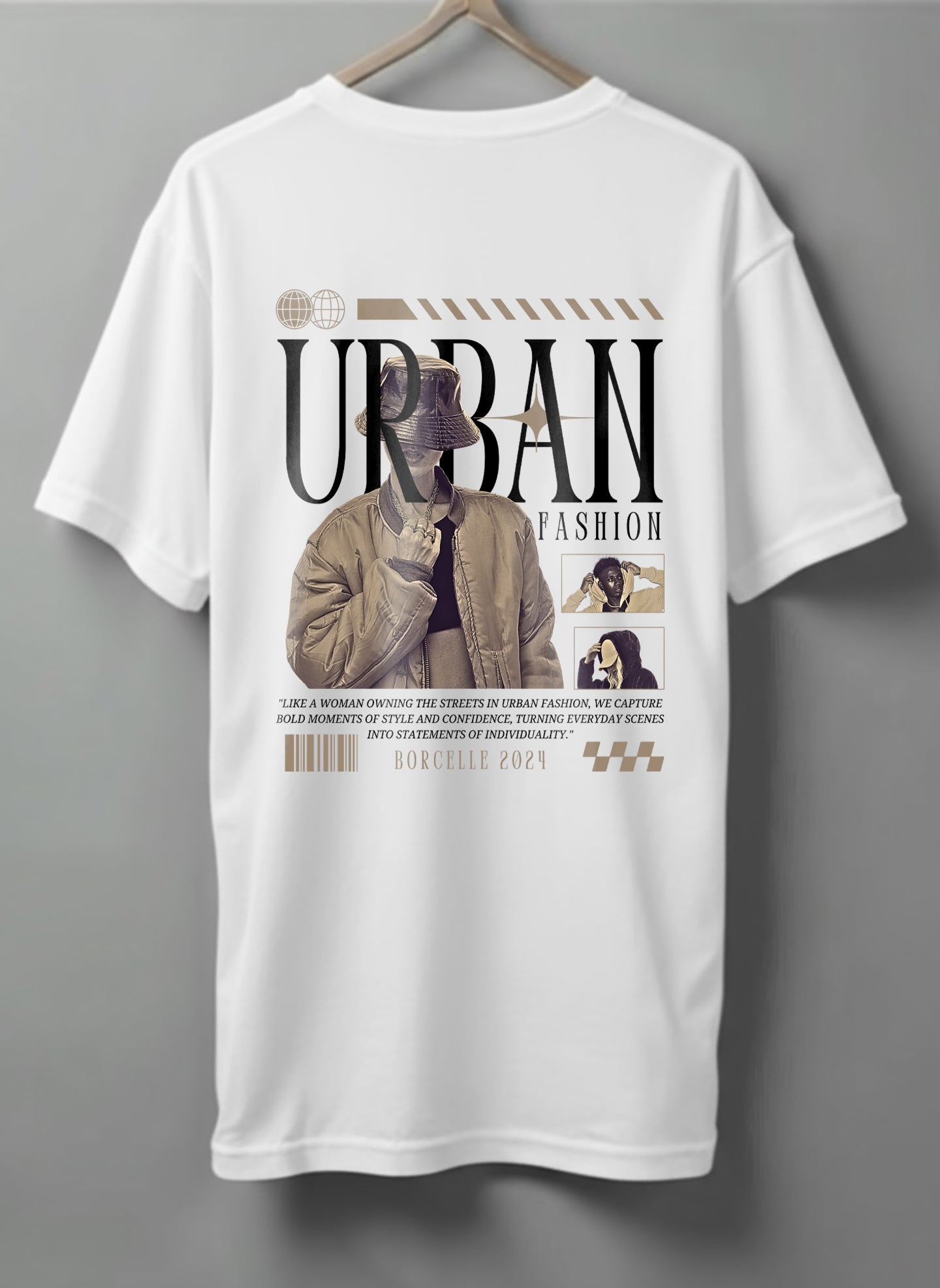 Urban Oversized T-Shirt – Black, White & Maroon