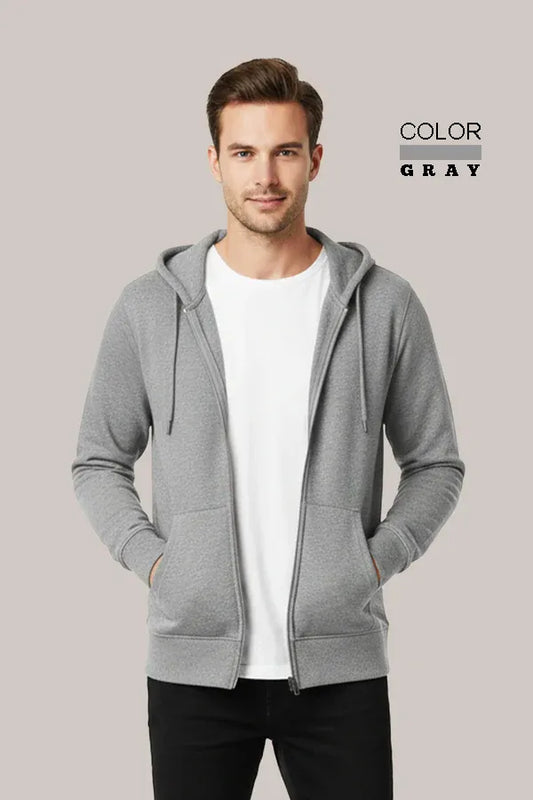 Men’s Classic Grey Zipper Hoodie – Everyday Comfort Collection