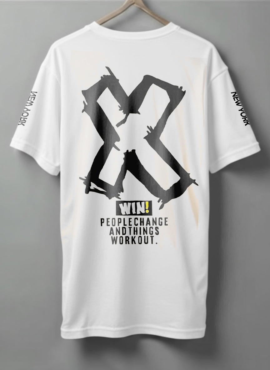Win Oversized T-Shirt – Beige & White
