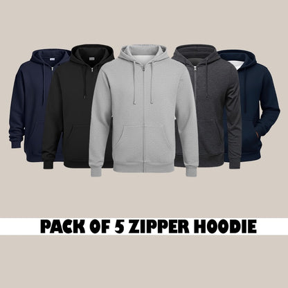 Pack of 5 Premium Zipper Hoodies – Winter Essentials Collection