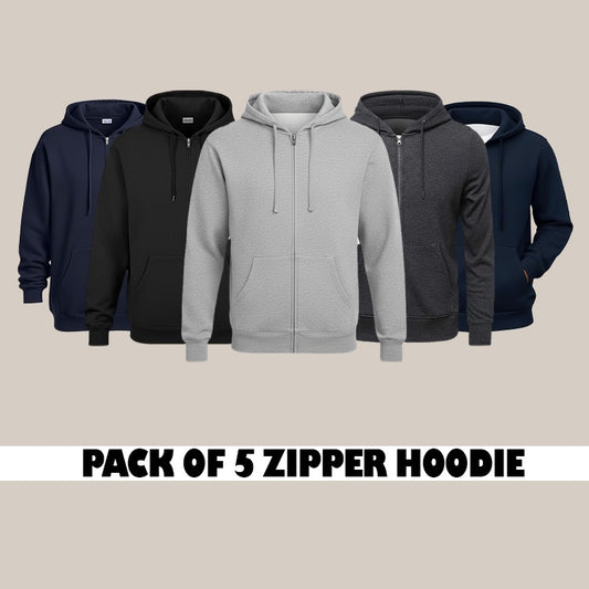 Pack of 5 Premium Zipper Hoodies – Winter Essentials Collection