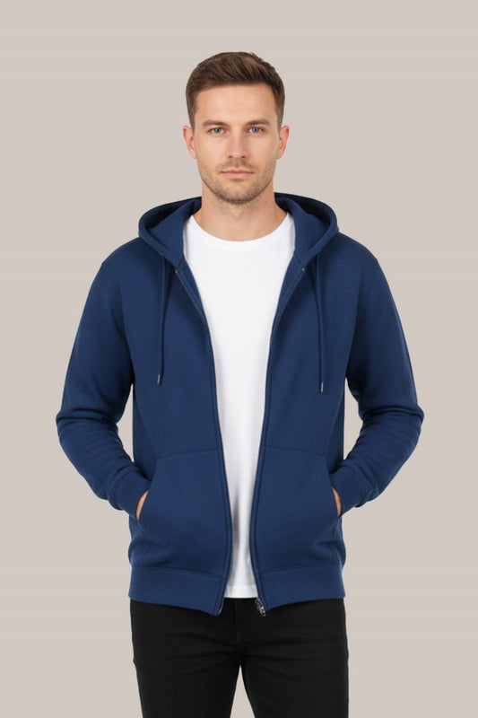 Men’s Classic Royal Blue Zipper Hoodie – Everyday Comfort Collection