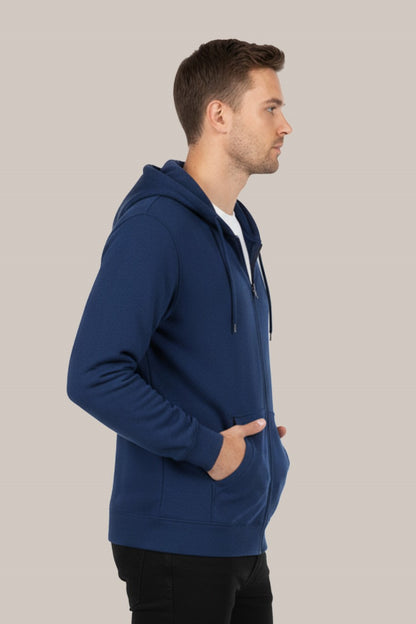 Men’s Classic Royal Blue Zipper Hoodie – Everyday Comfort Collection