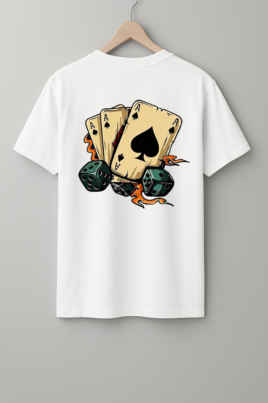 Dicey T-Shirt - White, Black & Maroon