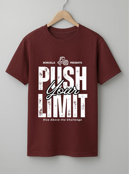 Push Your Limit White, Black & Maroon T-Shirt