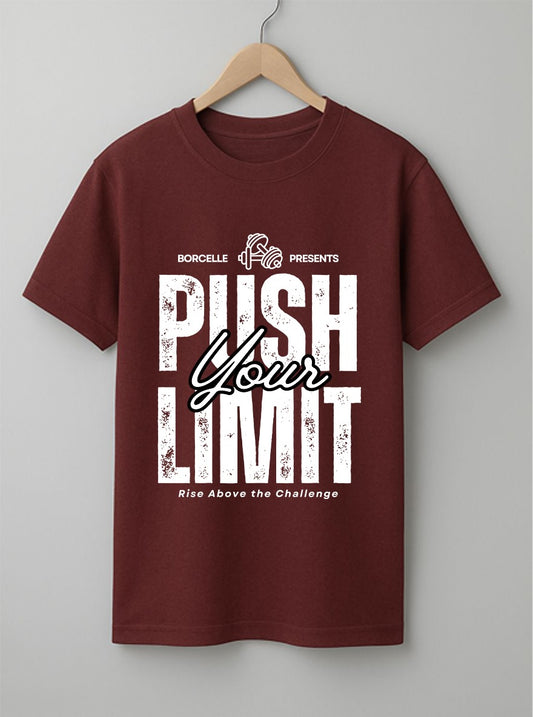 Push Your Limit White, Black & Maroon T-Shirt