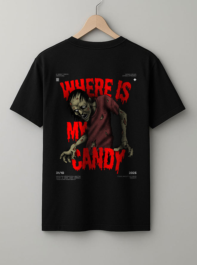 Where Is My Candy T-Shirt – Beige, Black & White