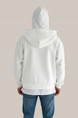 White Tech Fleece Hoodie with Built-In Mask