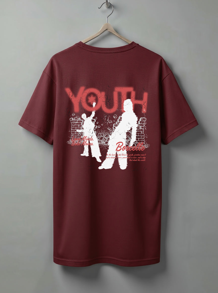 Youth Oversized T-Shirt – Black & Maroon