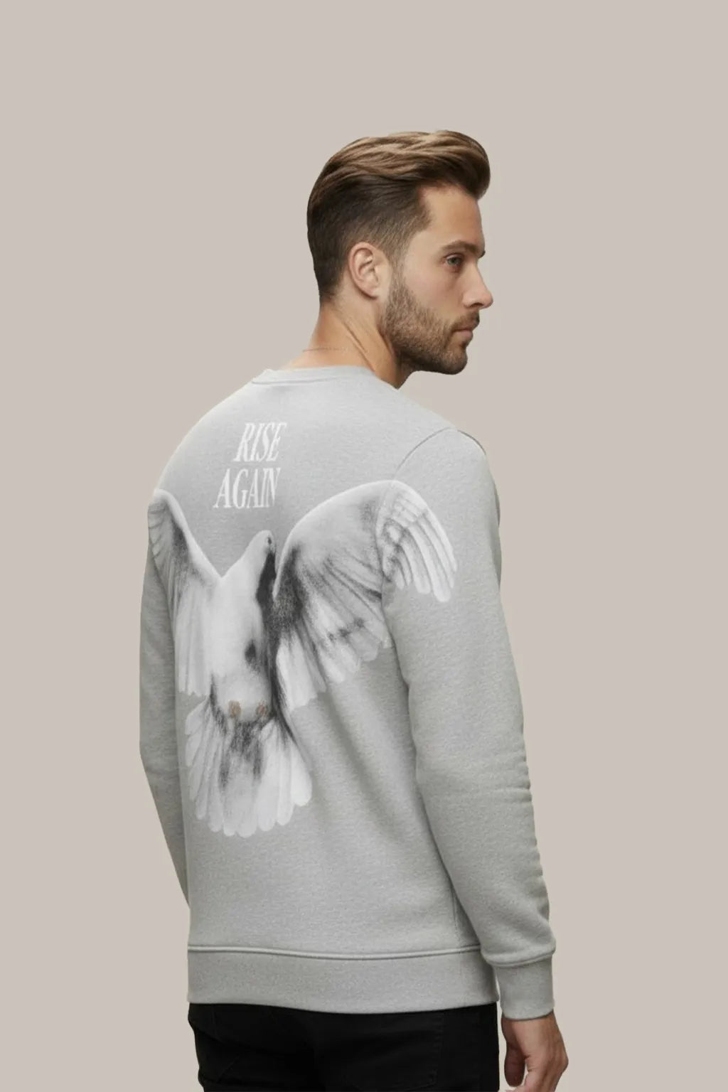 RISE AGAIN Printed Sweatshirt – Heather Grey