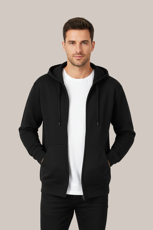 Men’s Classic Black Zipper Hoodie – Everyday Comfort Collection