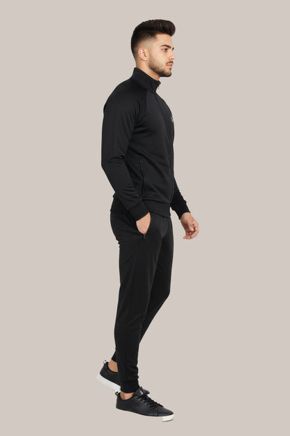 Men’s Black Sports Tracksuit – Full Zip Jacket & Slim Fit Joggers