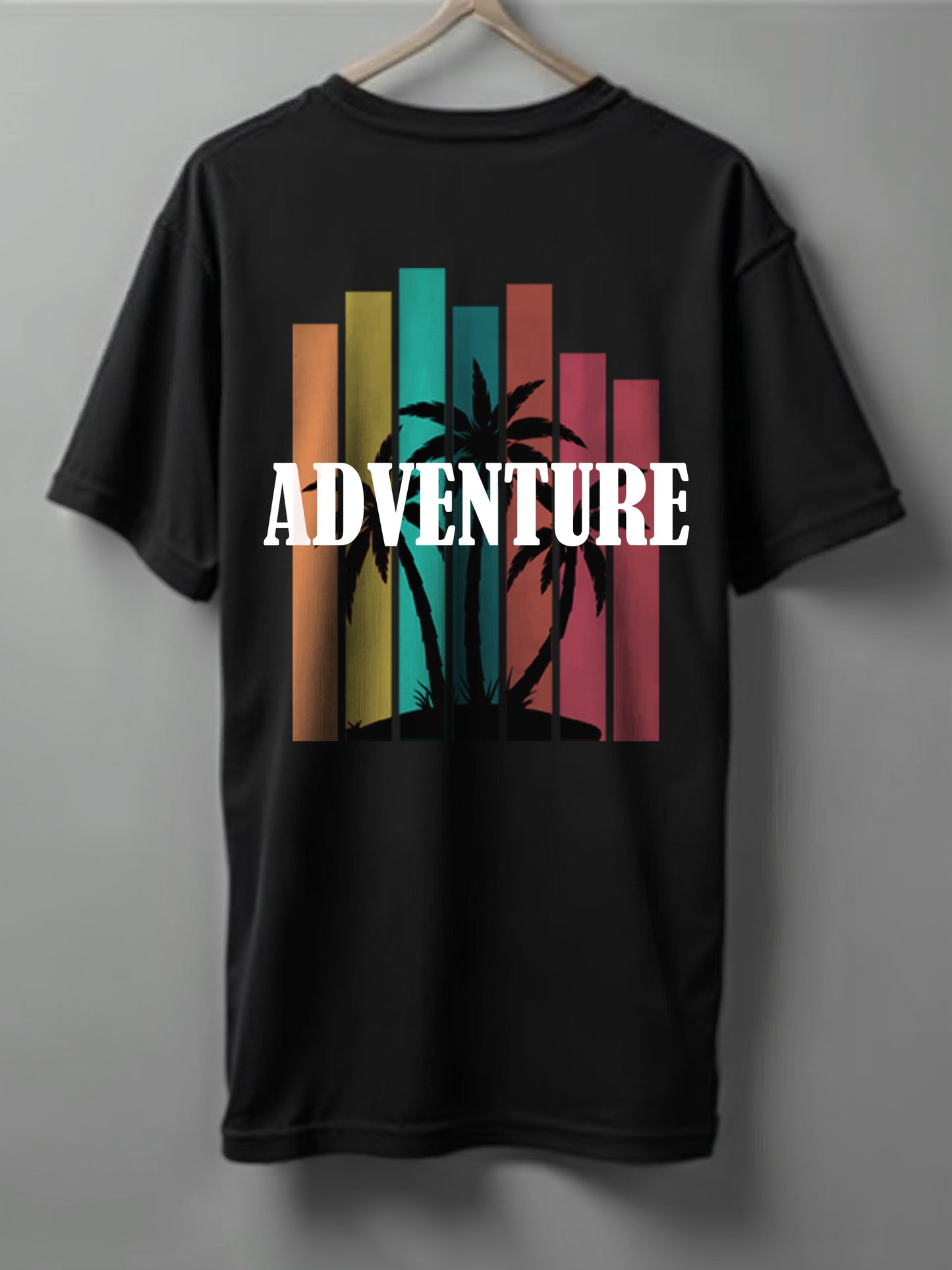 Adventure Drop Shoulder T-Shirt – Blue, Beige & Black