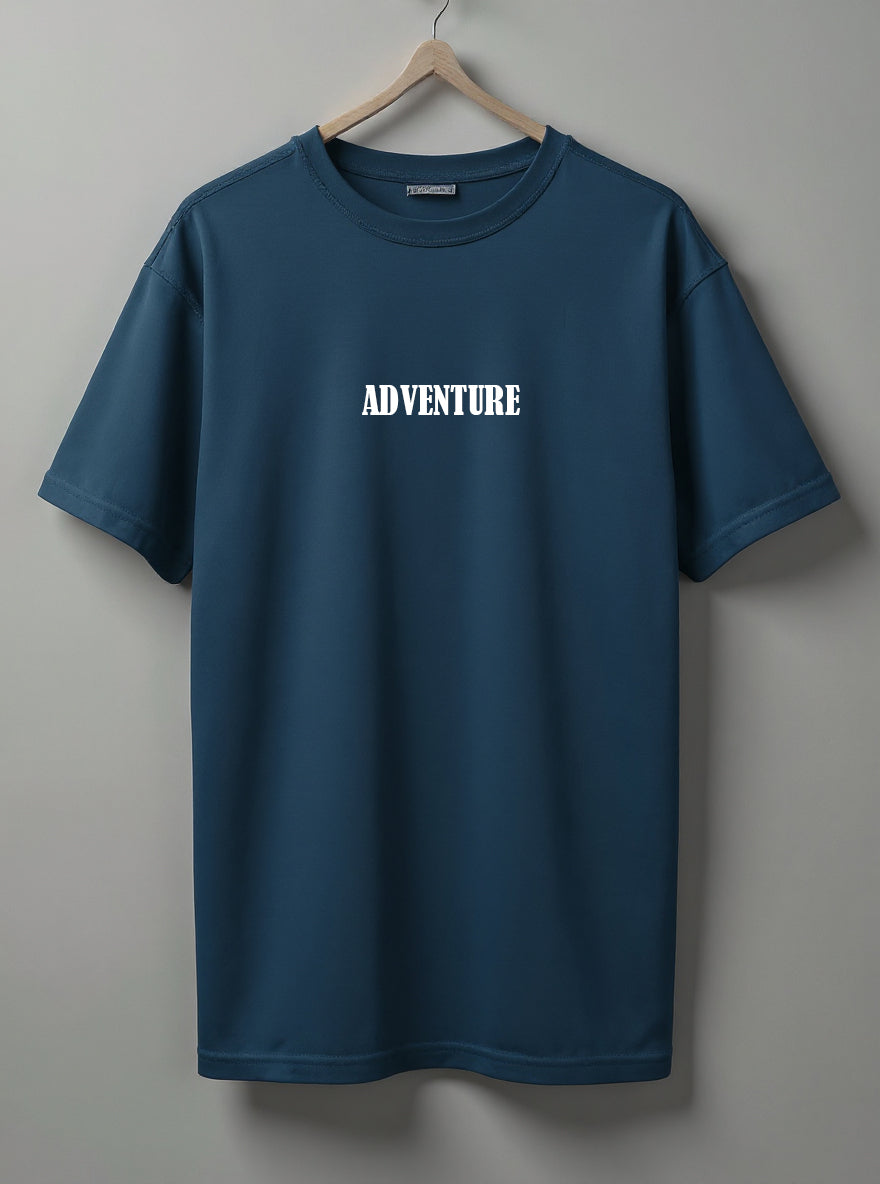 Adventure Drop Shoulder T-Shirt – Blue, Beige & Black