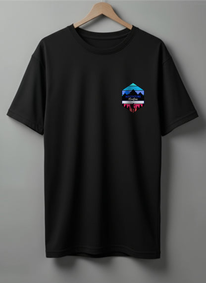 Adventure Mountain Drop Shoulder T-Shirt – White, Black & Blue