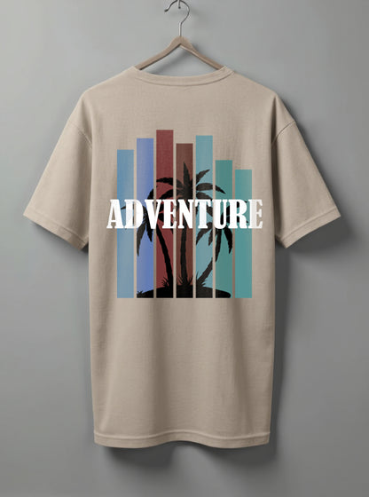 Adventure Drop Shoulder T-Shirt – Blue, Beige & Black