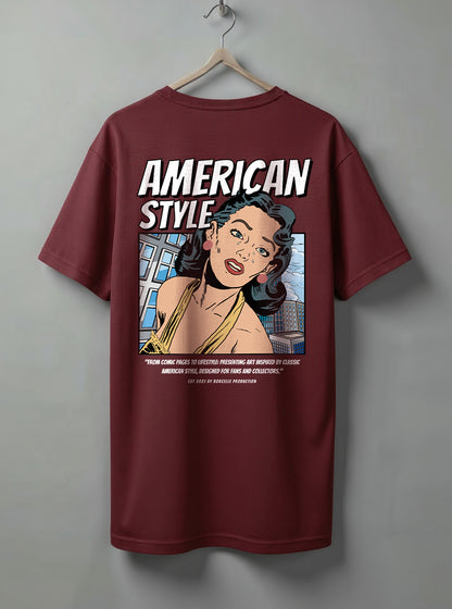 American Oversized T-Shirt – Black, Maroon & Olive Green