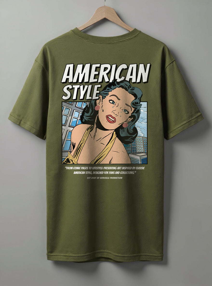 American Oversized T-Shirt – Black, Maroon & Olive Green