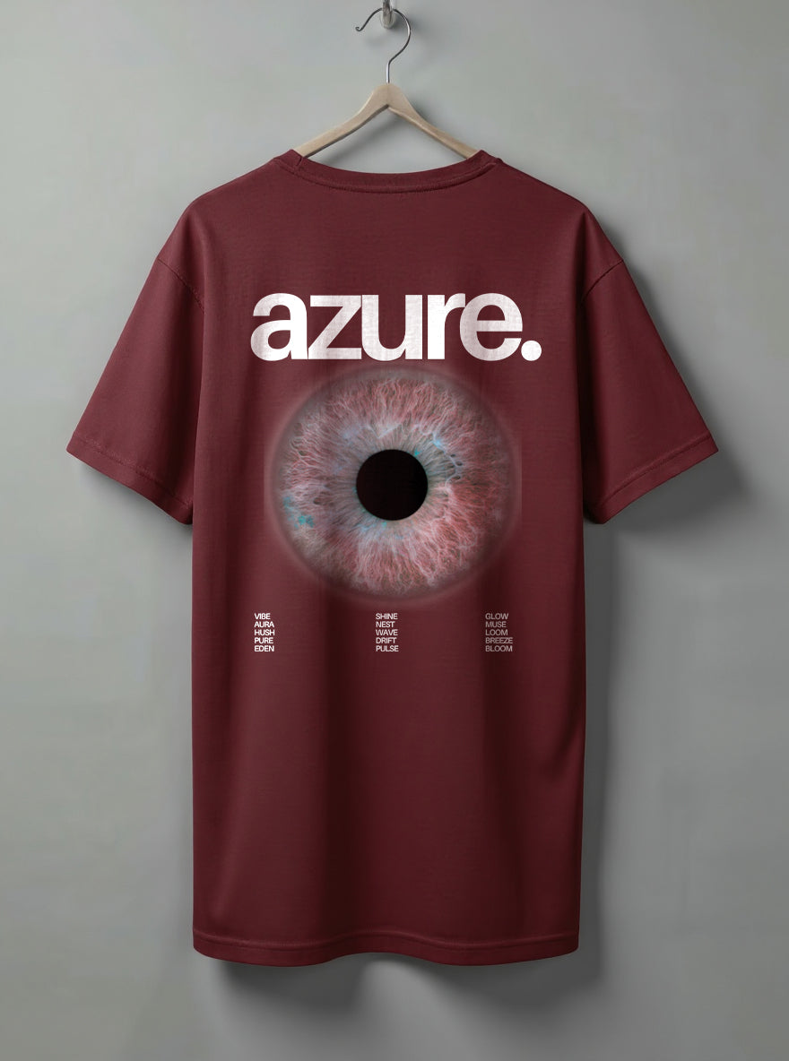 Azure Oversized T-Shirt – Maroon, White & Beige Accents