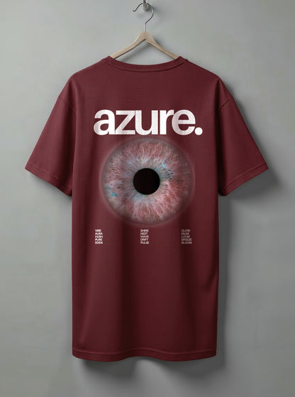 Azure Oversized T-Shirt – Maroon, White & Beige Accents