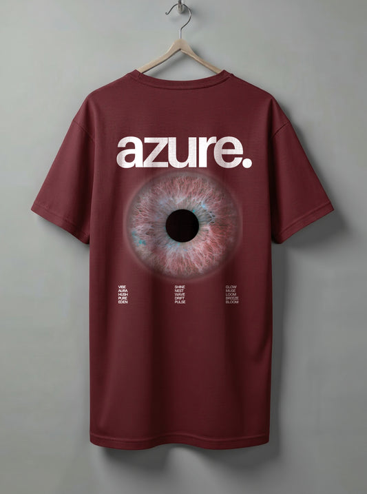 Azure Oversized T-Shirt – Maroon, White & Beige Accents
