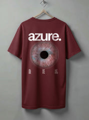 Azure Oversized T-Shirt – Maroon, White & Beige Accents