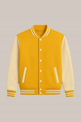 Baseball Jacket– Yellow & Cream, Vibrant Contrast with Fresh Vibes