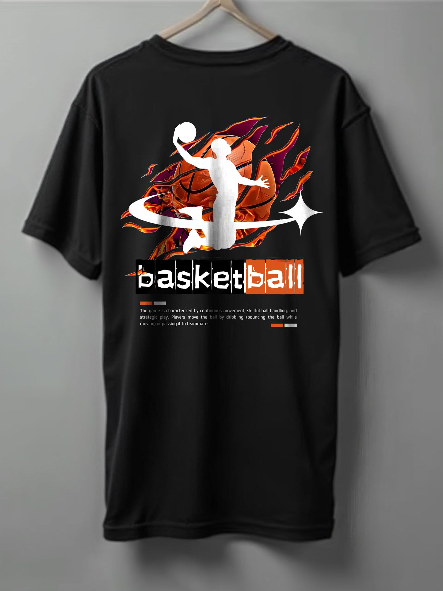 Basketball Oversized T-Shirt – Black, White & Beige
