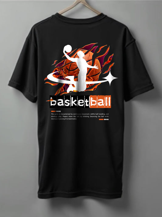 Basketball Oversized T-Shirt – Black, White & Beige