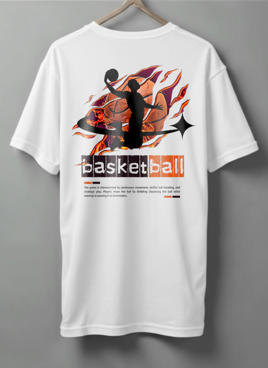 Basketball Oversized T-Shirt – Black, White & Beige