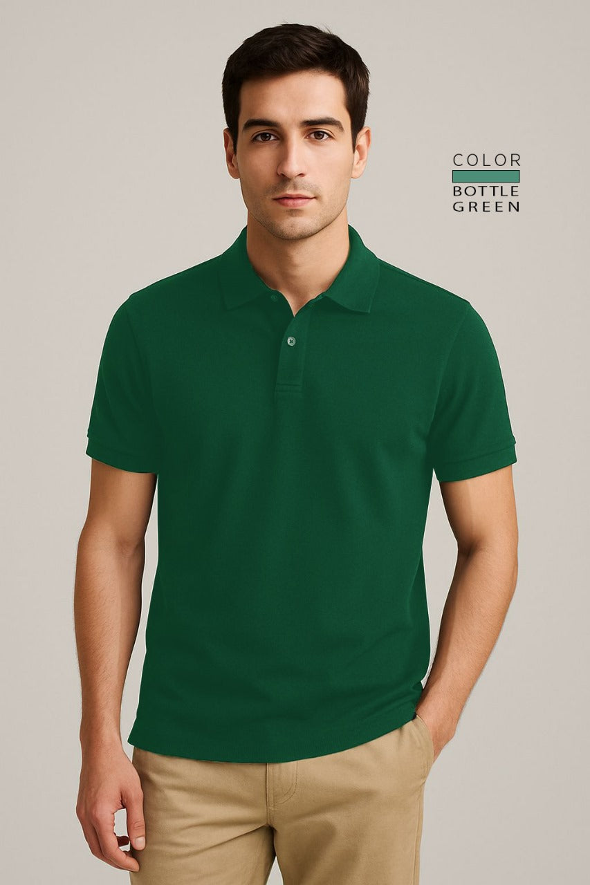 POLO TEE - BOTTLE GREEN