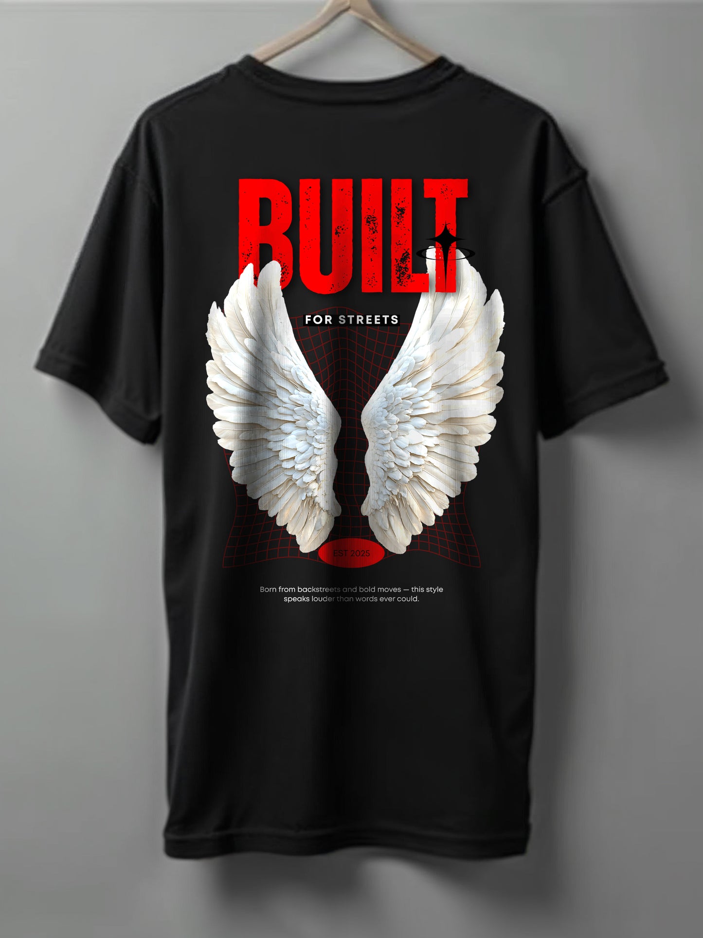 Built Oversized T-Shirt – Maroon, Black & White