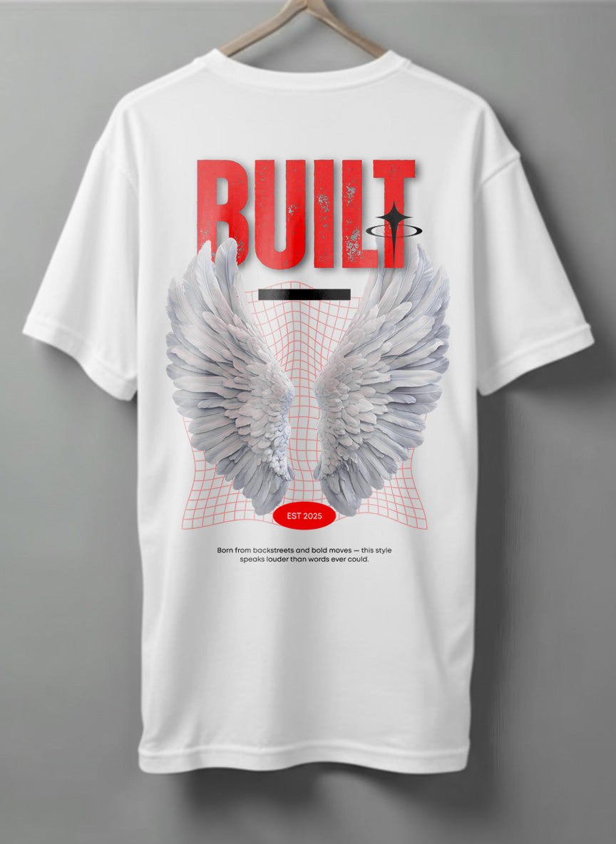 Built Oversized T-Shirt – Maroon, Black & White