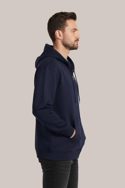 Men’s Classic Navy Blue Zipper Hoodie – Everyday Comfort Collection