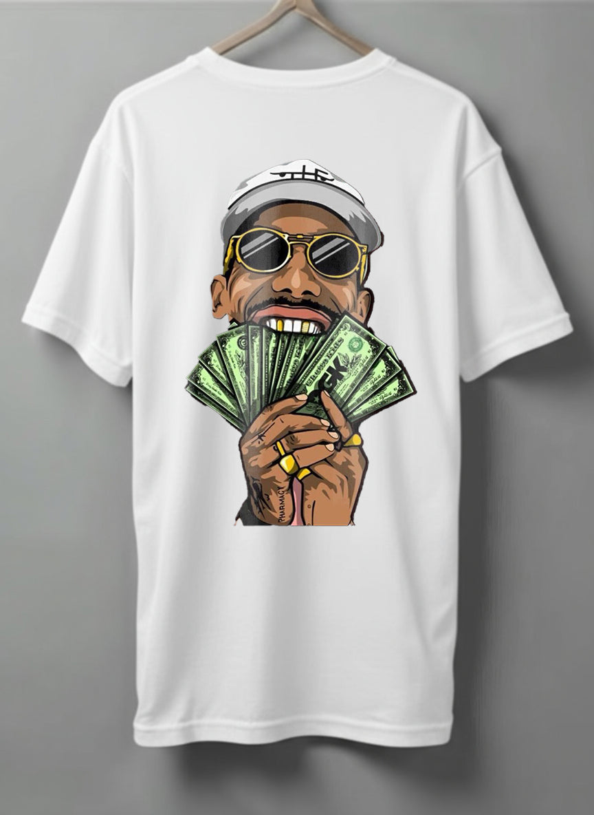 Dollars Drop Shoulder T-Shirt – White & Black