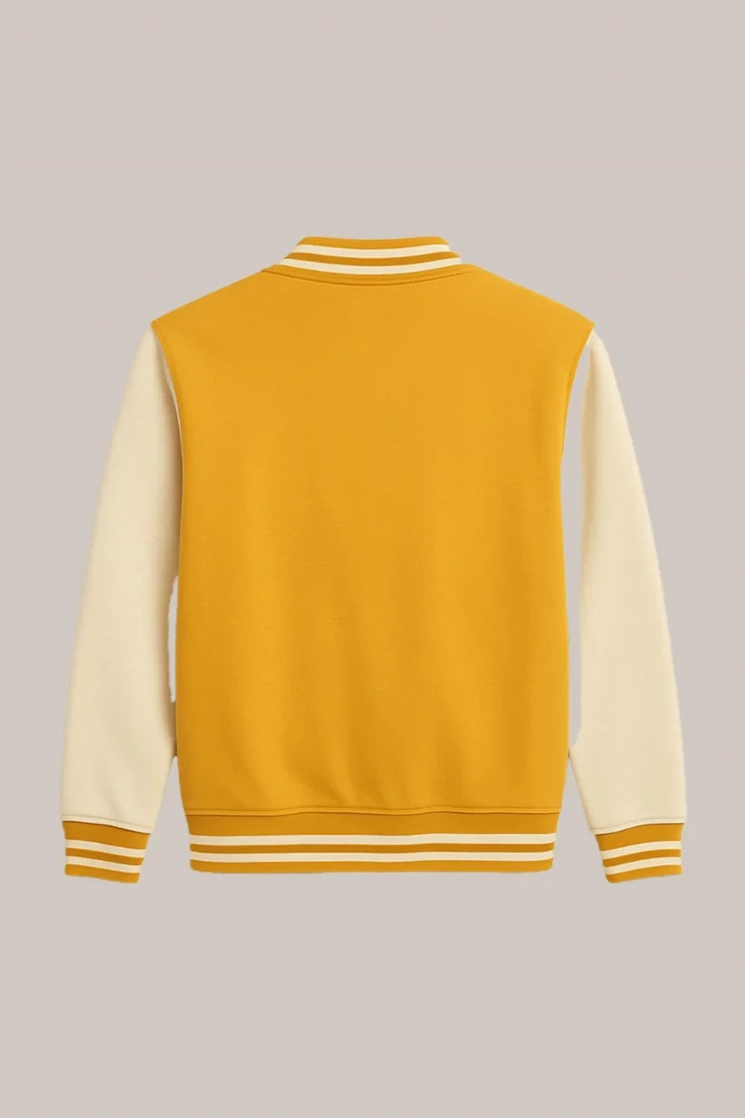 Baseball Jacket– Yellow & Cream, Vibrant Contrast with Fresh Vibes