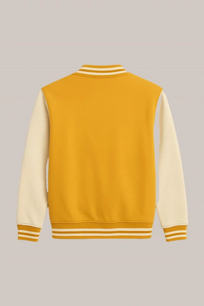 Baseball Jacket– Yellow & Cream, Vibrant Contrast with Fresh Vibes