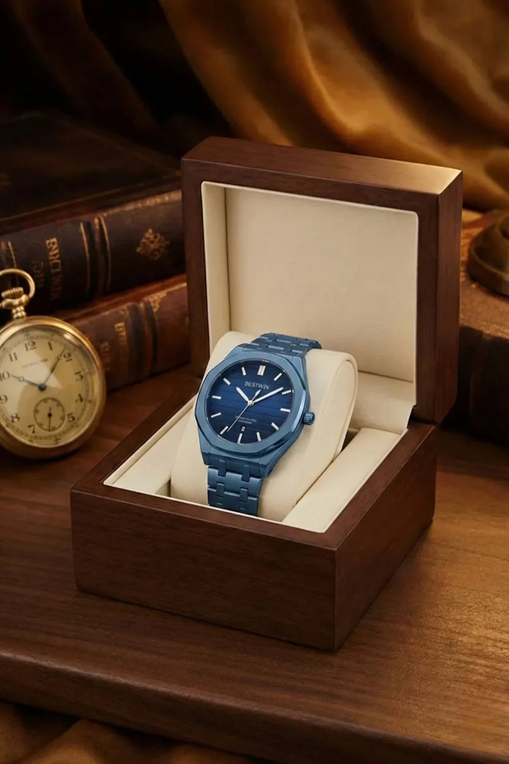 Men’s Blue Stainless Steel Analog Watch – Blue Dial Modern Style