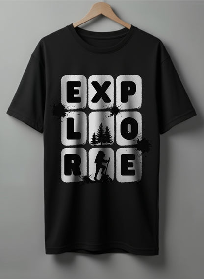 Explore Drop Shoulder T-Shirt – White & Black