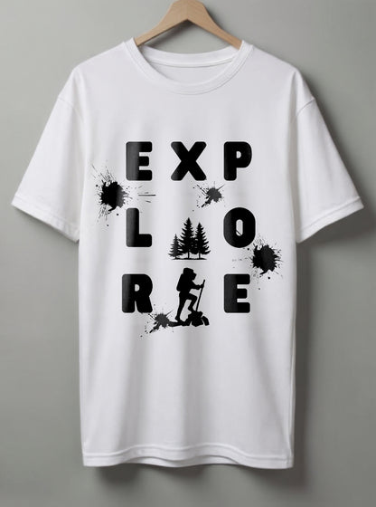 Explore Drop Shoulder T-Shirt – White & Black