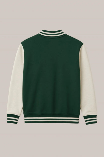 Baseball Jacket – Green & Off-White, Bold Contrast with Fresh Style