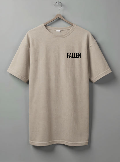 Fallen Oversized T-Shirt – White, Beige & Maroon