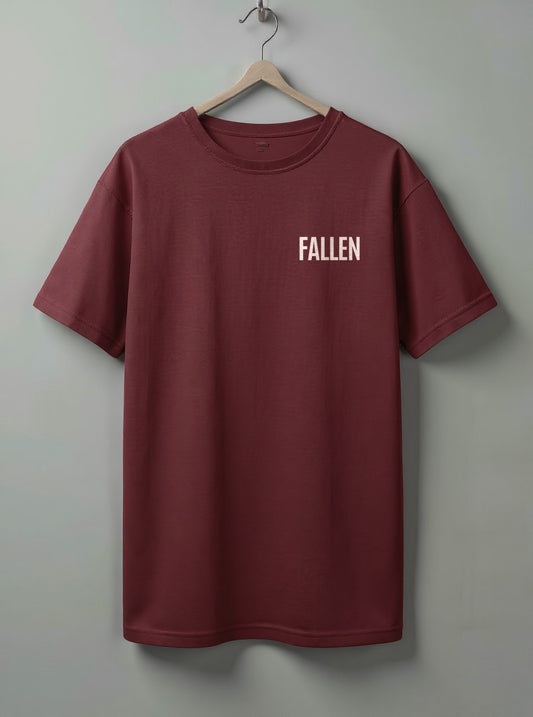 Fallen Oversized T-Shirt – White, Beige & Maroon