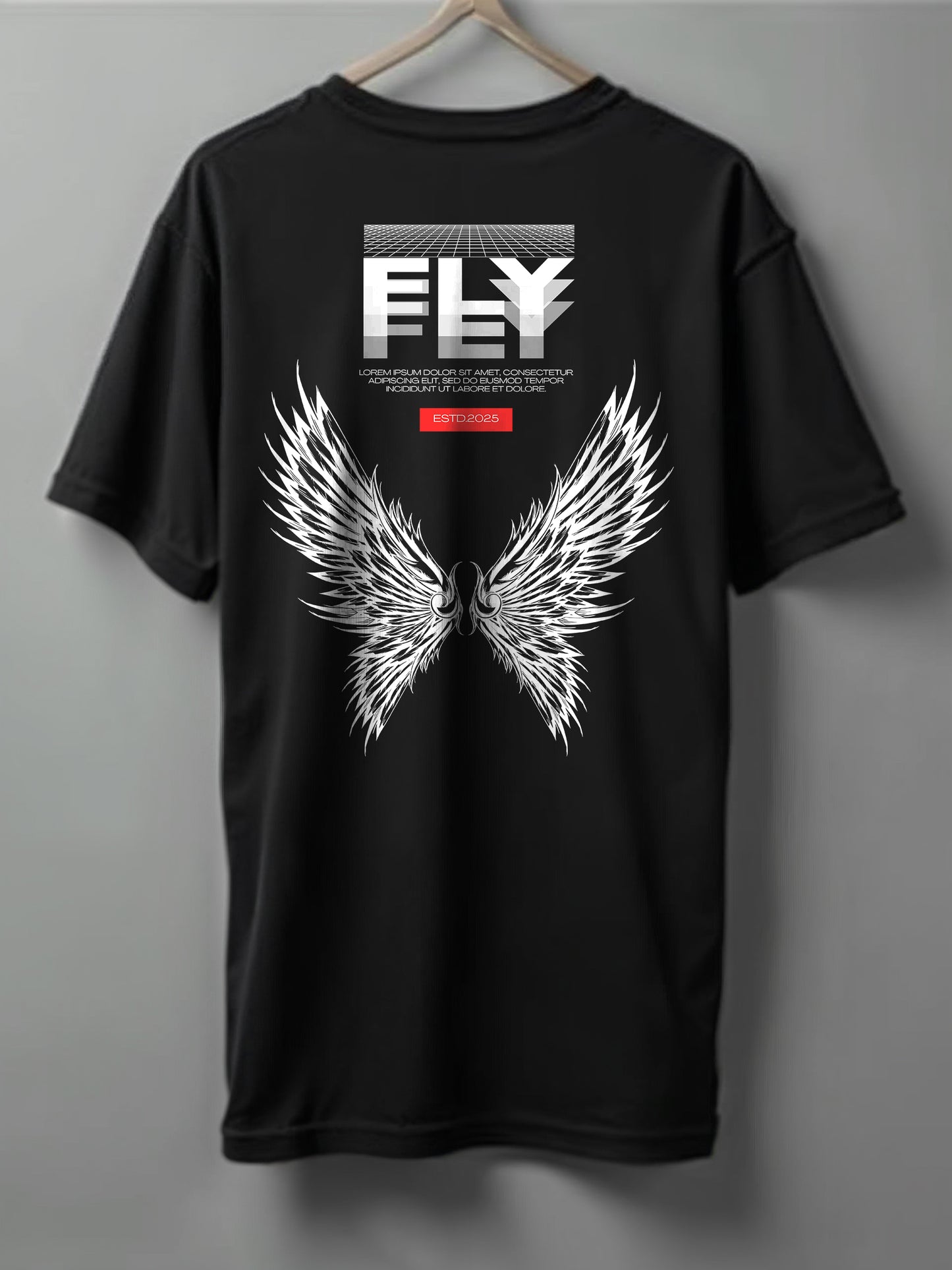 Fly Drop Shoulder T-Shirt – Black, White & Blue