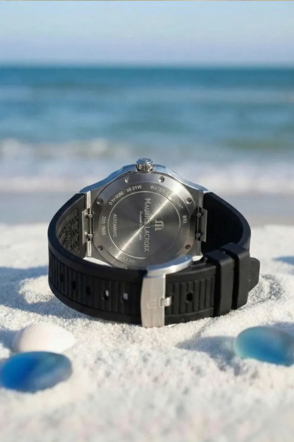 Men’s Silver Case Watch with White Dial, Gold Bezel & Black Silicone Strap