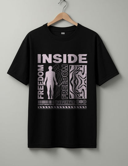 Inside Freedom T-Shirt - Black, Maroon & Beige
