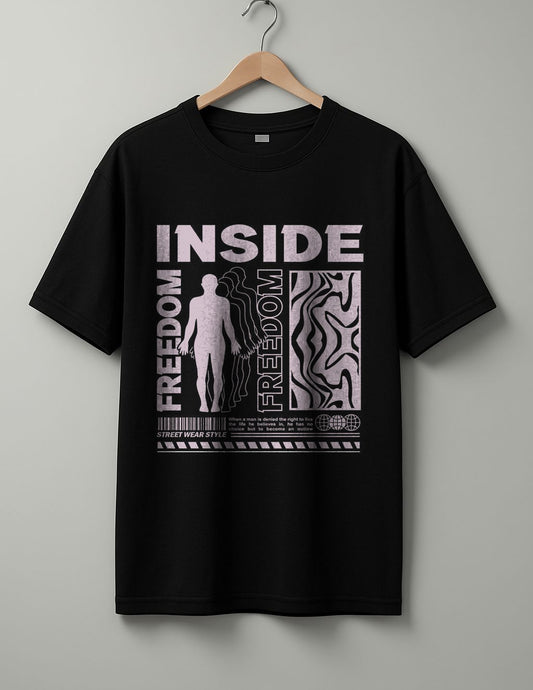 Inside Freedom T-Shirt - Black, Maroon & Beige