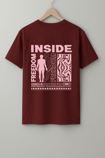 Inside Freedom T-Shirt - Black, Maroon & Beige