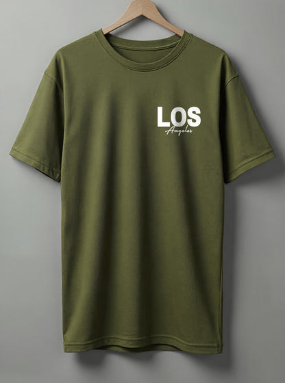 Los Angeles Drop Shoulder T-Shirt – White, Black & Olive Green