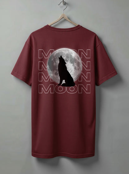 Moon Oversized T-Shirt – Black & Maroon